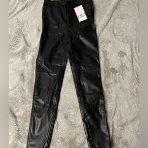 Zara high rise faux leather leggings (Size S)